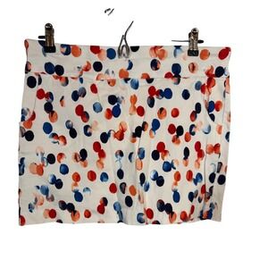 Eight Clovers‎ Skort Polka Dot Print Mini Skirt Shorts White Red Blue 14P
